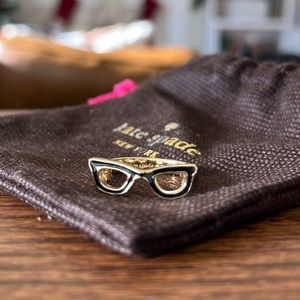 Kate Spade Goreski glasses gold enamel ring size 7